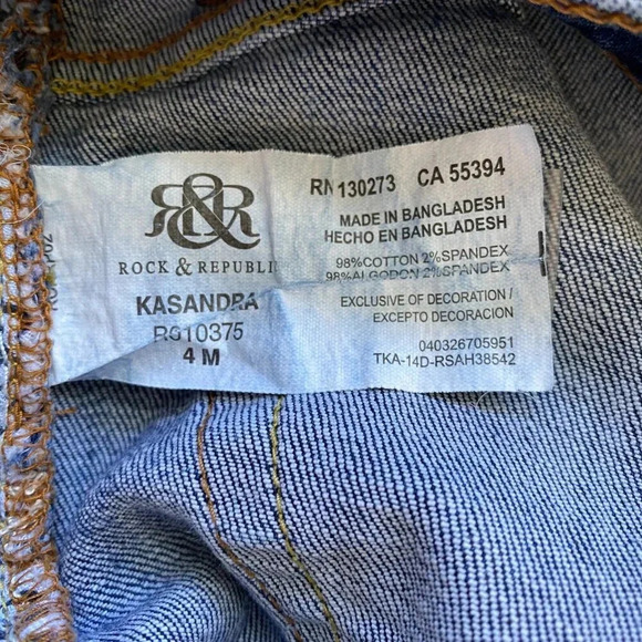 Rock & Republic Kasandra Studded Bootcut Denim Blue Jeans Womens Size 4 Low Rise - Picture 14 of 15
